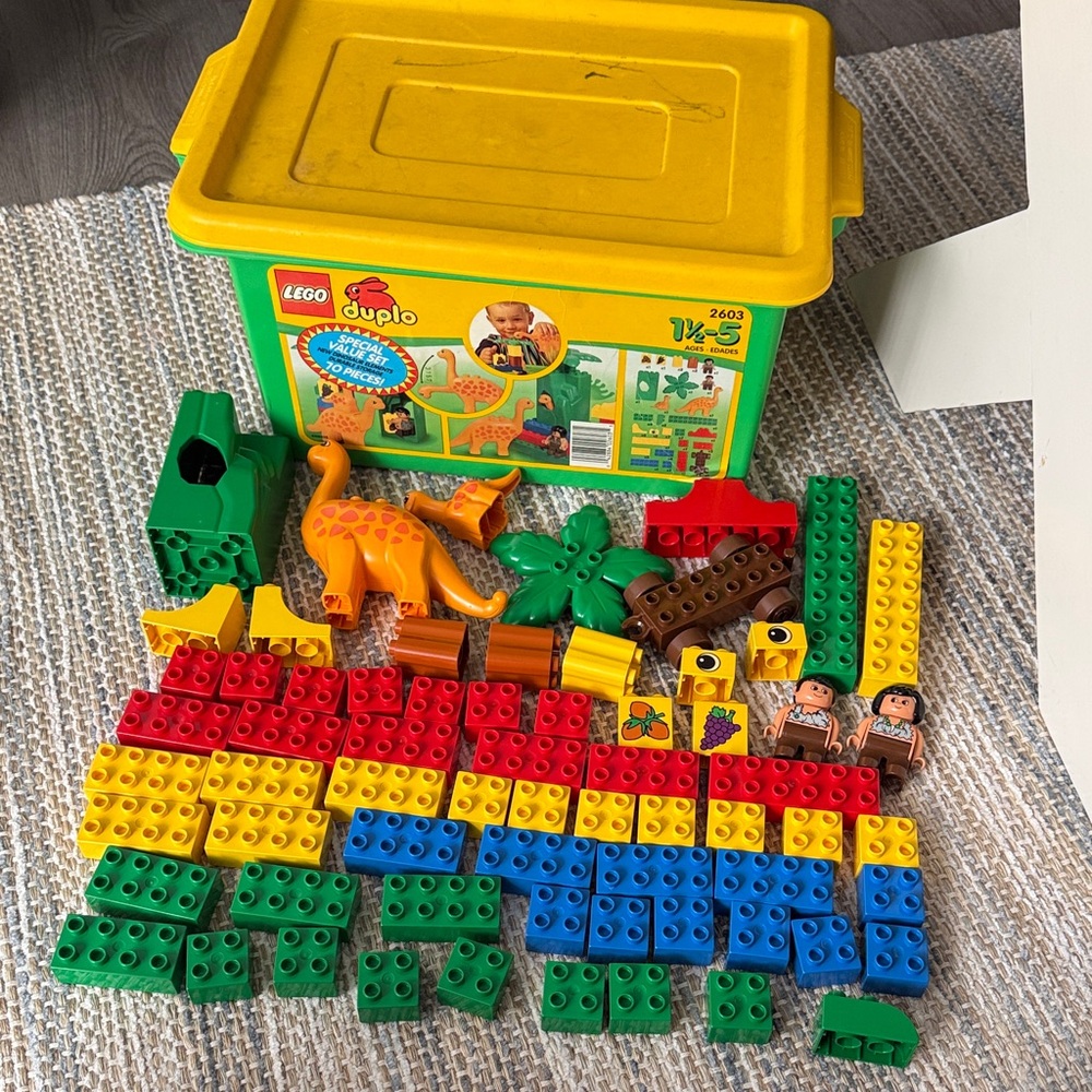Lego Duplo VINTAGE dinosaur caveman set #2603 from 1997 *missing 2 pcs*
